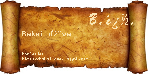 Bakai Éva névjegykártya